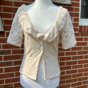 4T Lace Short Sleeve Button-Up Cardigan Size S